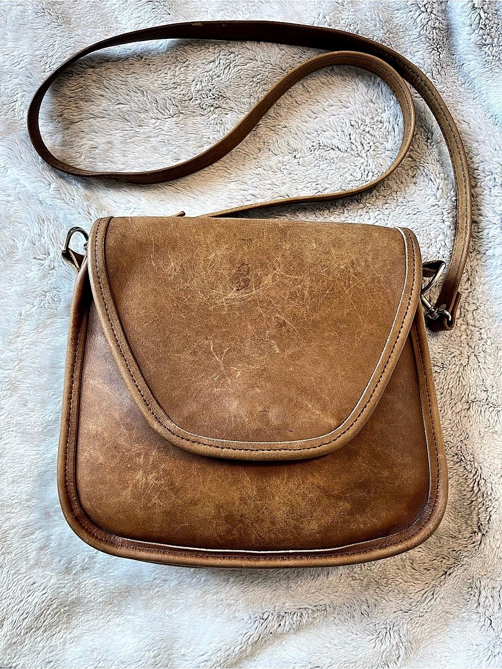 Vintage Crossbody Bag Brown Leather